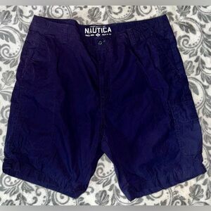 Nautica Mens Cargo Shorts. Size 38W. Navy Blue.